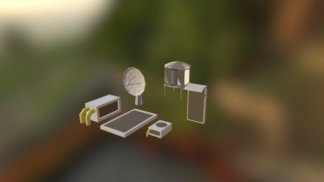 Low Poly Roof Props 3D Model