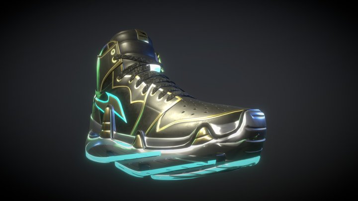 RTFKTxSketchfab Challenge -Black & Gold Sneakers 3D Model