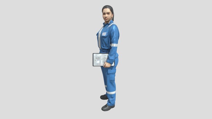 Female Engineer in Blue Coveralls 3D Model