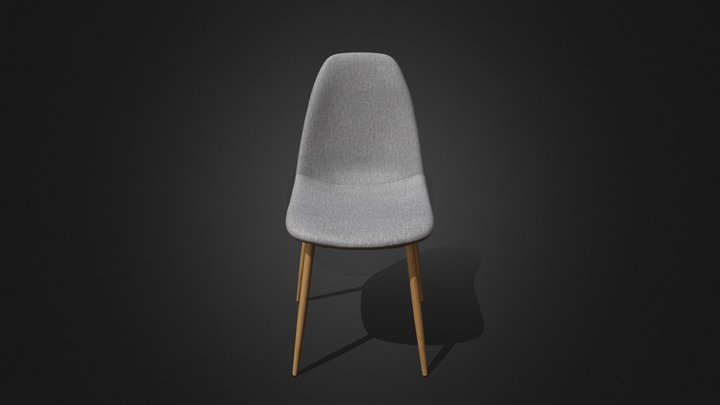 Light Gray Upholstered Dining Chair 3D Model
