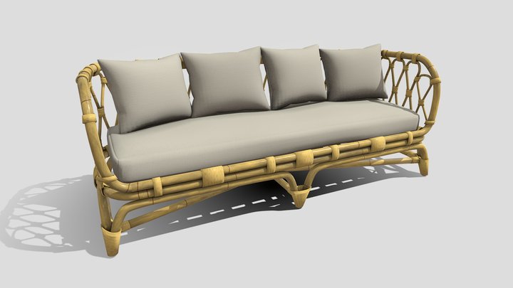 Woven Rattan Sofa – Real-Time Optimized 3D Asset 3D Model