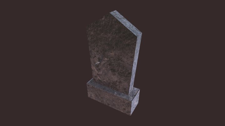 Mossy Diamond-Shaped Tombstone 3D Model