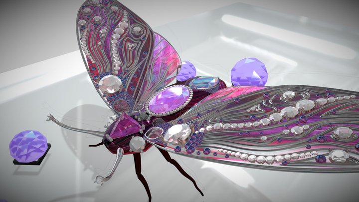 Butterfly jewelry brooch 3D Model