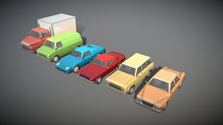 Retro Low Poly Cars Pack (WIP) 3D Model