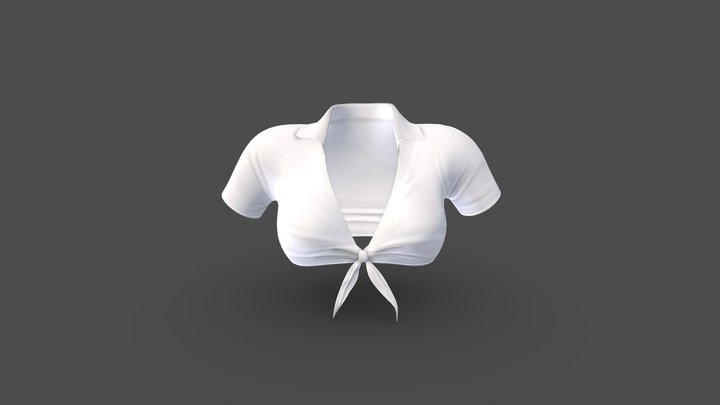 Female Knot Tied Front Mini Crop Top 3D Model