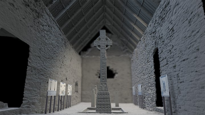 Moone Abbey High Crosses Virtual Tour Monochrome 3D Model