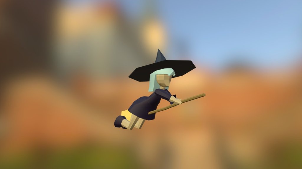 Little Witch With Hat and Broom