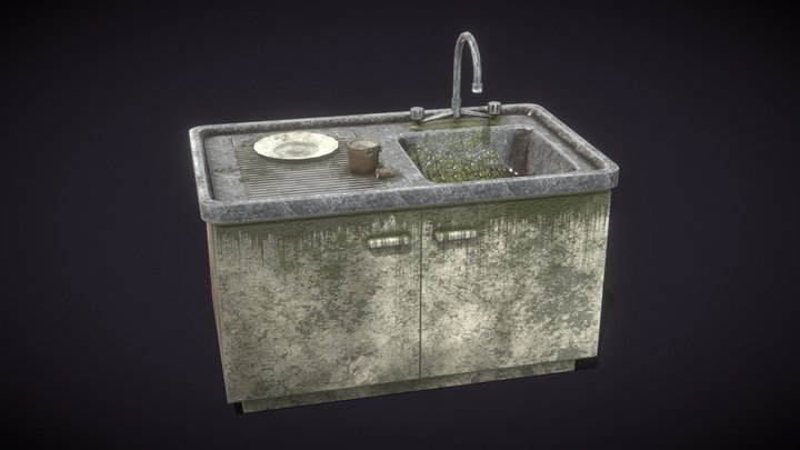 Dirty Kitchen Sink 3D Model
