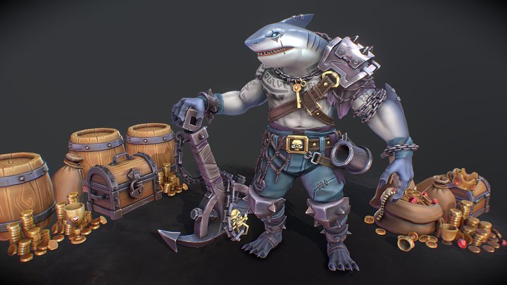 Shark pirate / Акула пират 3D Model
