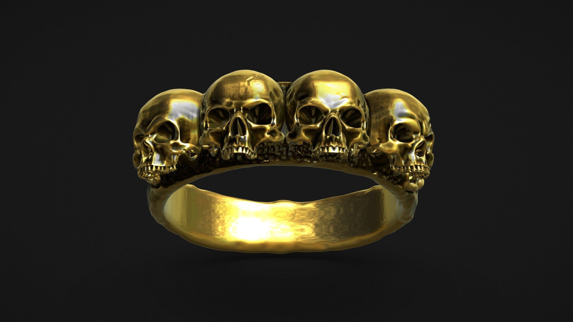 Anel Fourskull (Brass) - 3D model by Skive Jewelry (@SKIVE) [3b33375 ...