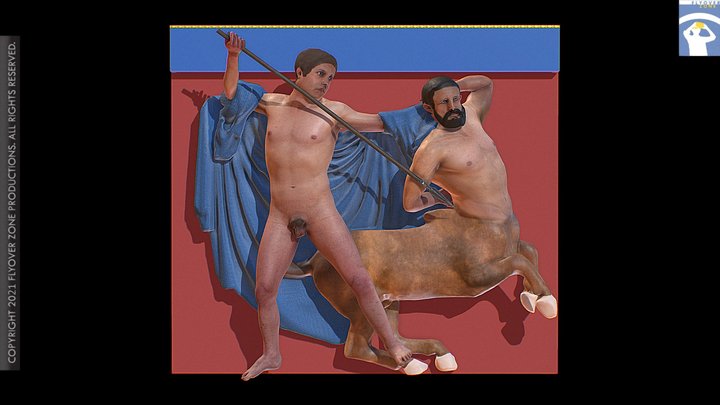 3D rendering of Metope South 27 Restored (Parthenon)