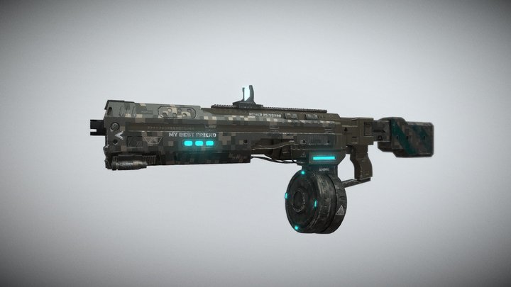 Sci-Fi Gun (Digital camouflage skin) 3D Model