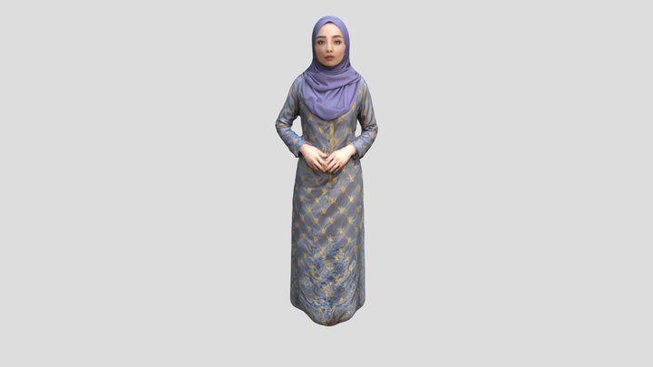 Beautiful lady with abaya 3D Model