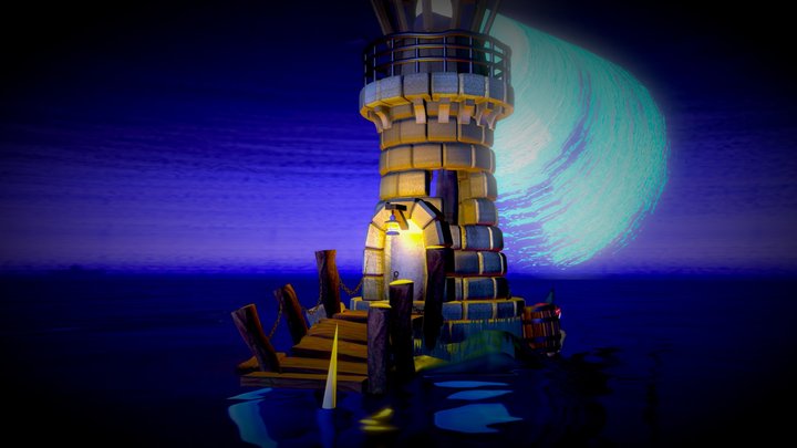 Lighthouse Diorama 3D Model