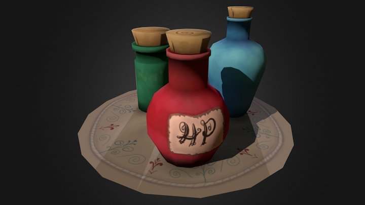 Free  hand painted potions 3D Model