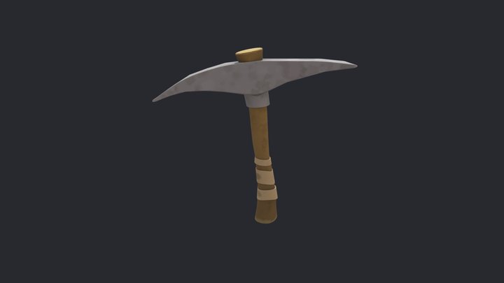 Stylized Low Poly Pickaxe 3D Model