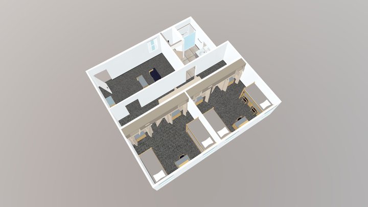 Suite Two Rooms Triple 3D Model