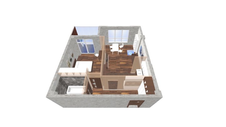 Exclusive 2 комнаты 64,4м2, блок 1-2 СВ 3D Model