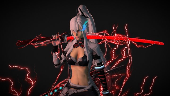 Katana Girl - Lucia Crimson Weave PGR 3D Model