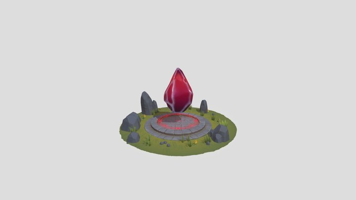 Stylized floating crystal diorama 3D Model