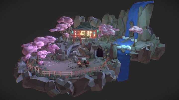 Stylized LowPoly Diorama 3D Model