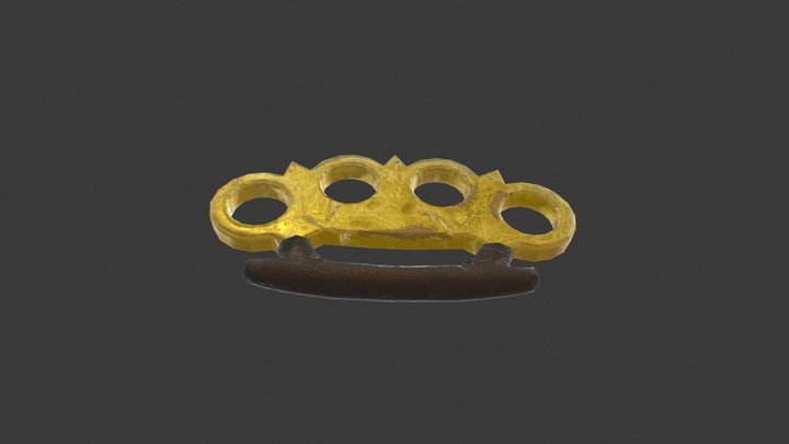 Hero Asset: brass knuckle with leather handle 3D Model