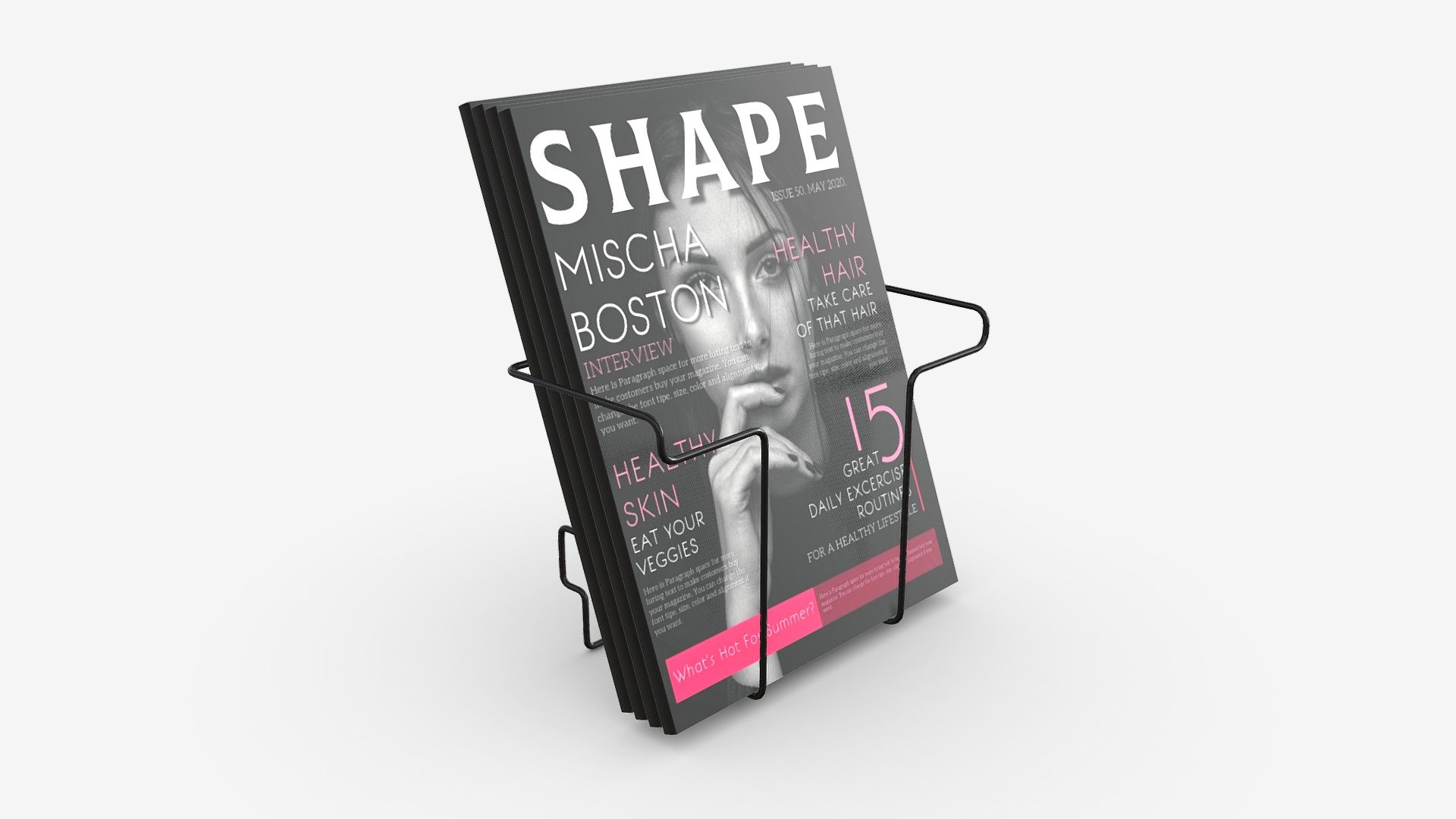 Magazine holder for slatwall pegboard gridwall Buy Royalty Free 3D