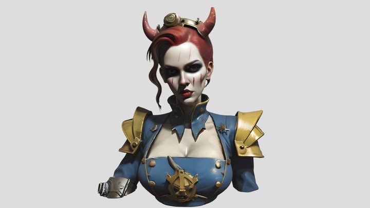 aicreated model redhead woman with horns 3D Model