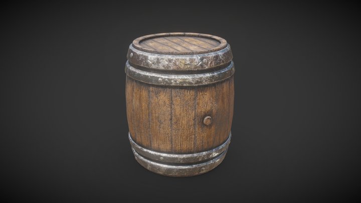 Old wooden barrel 3D Model