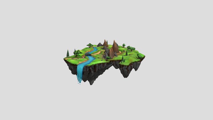 Paisaje Con Cascada 3D Model