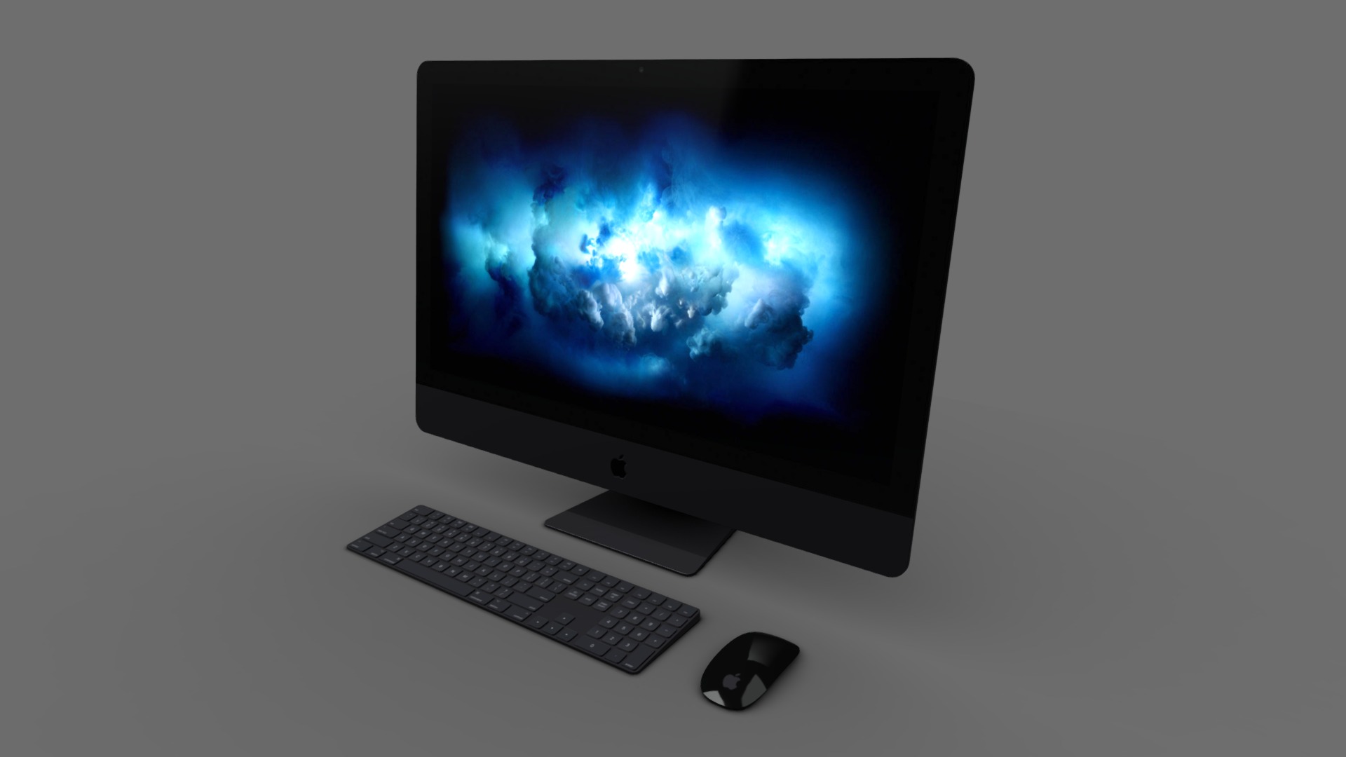 3D model Apple iMAC-Pro Computer - This is a 3D model of the Apple iMAC-Pro Computer. The 3D model is about a computer monitor and keyboard.