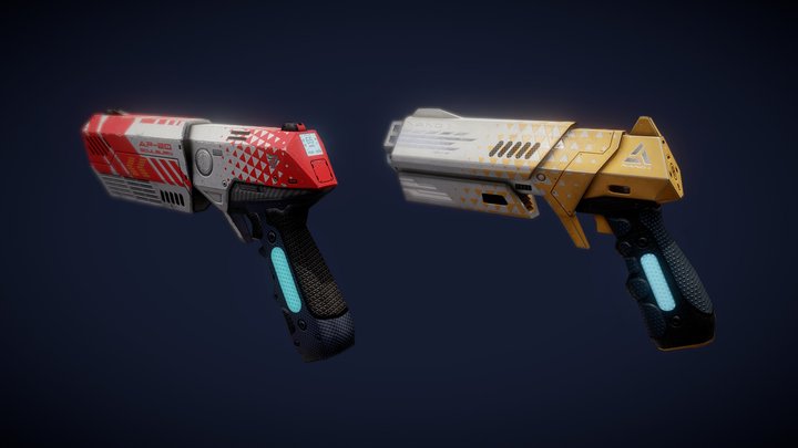 Sci-Fi Guns/Pistols 1 + 2  made for VR 3D Model