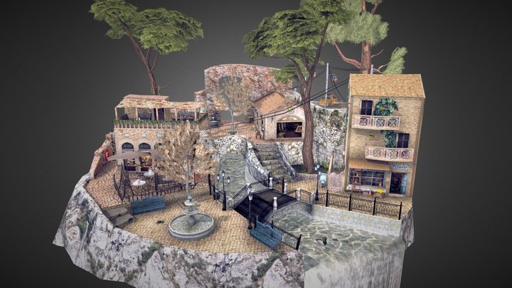 Low Poly Cityscene - Italy 3D Model