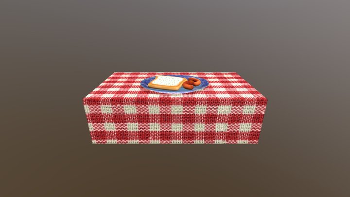 Bread with cream cheese and sausage 3D Model