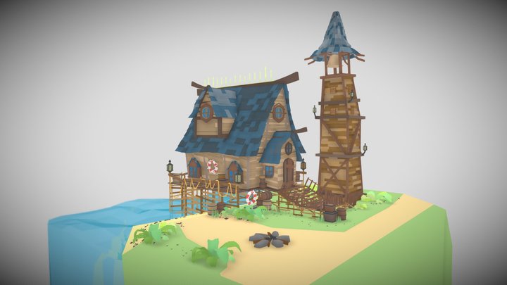 Cabin at the beach 3D Model
