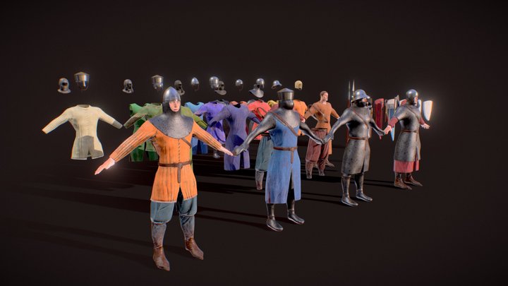 12th Century Infantry Arms and Armours 3D Model