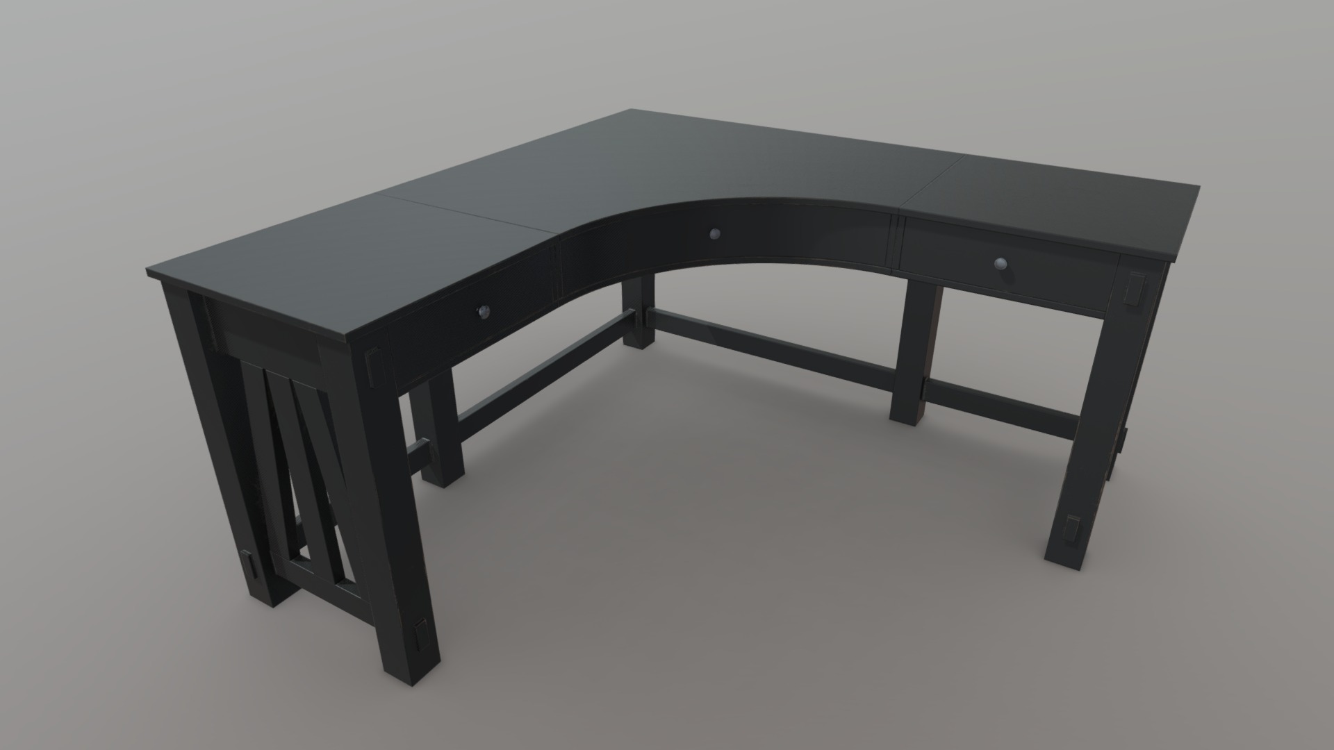 3D model Office Desk - This is a 3D model of the Office Desk. The 3D model is about a black table with a metal frame.