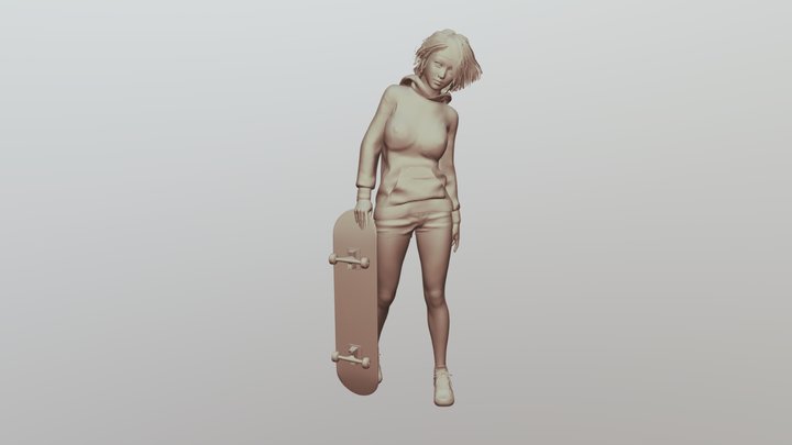 skate standing girl 3D Model
