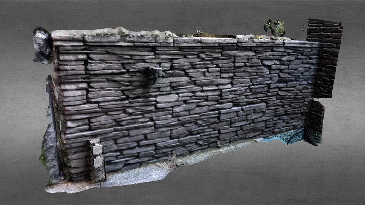 concrete brick wall (part) photogrammetry 3D Model