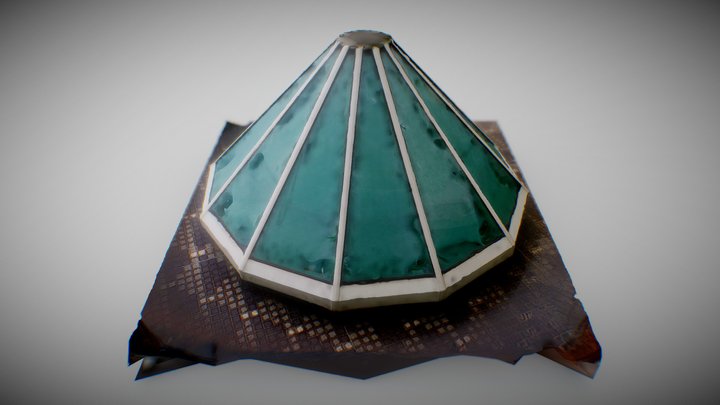 Dodecagonal Pyramid Structure with Glass Panels 3D Model