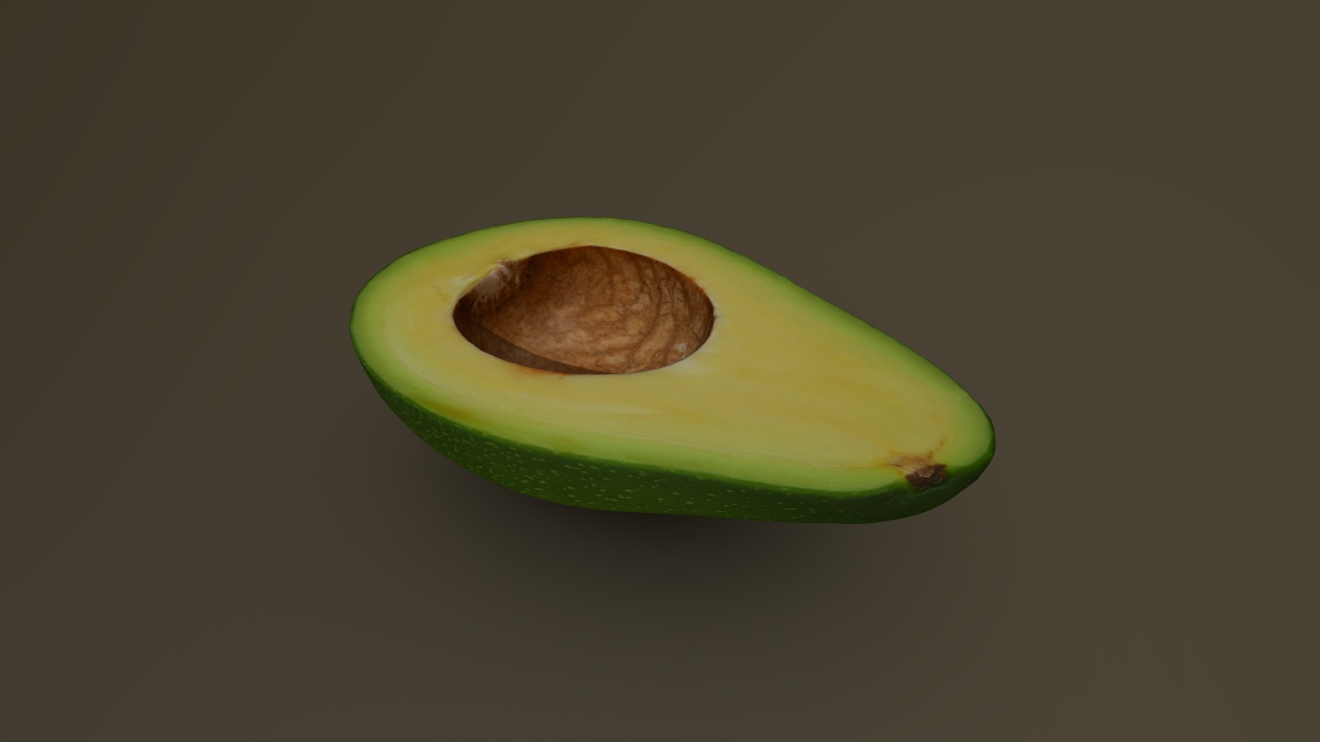 3D model Half Green Avocado without the Pit 09 - This is a 3D model of the Half Green Avocado without the Pit 09. The 3D model is about a half eaten avocado.