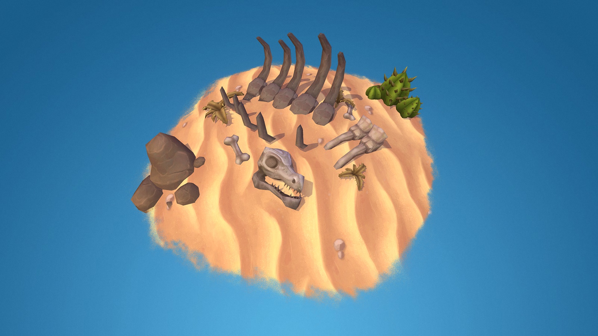 3D model Desert Diorama - This is a 3D model of the Desert Diorama. The 3D model is about a close-up of a fruit.