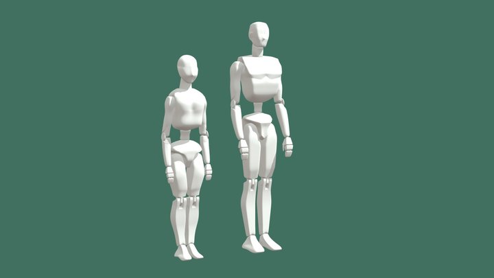 High-Poly 3D Marionette Male and Female Model 3D Model