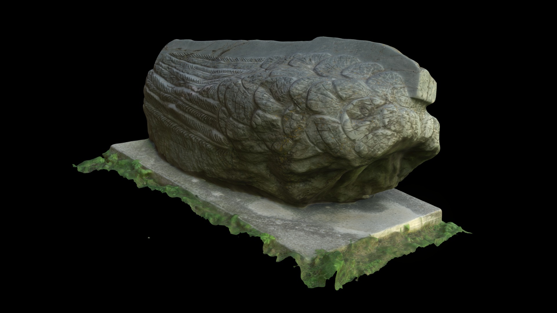 3D model Zbor Frânt - This is a 3D model of the Zbor Frânt. The 3D model is about a stone with a green and white design on it.