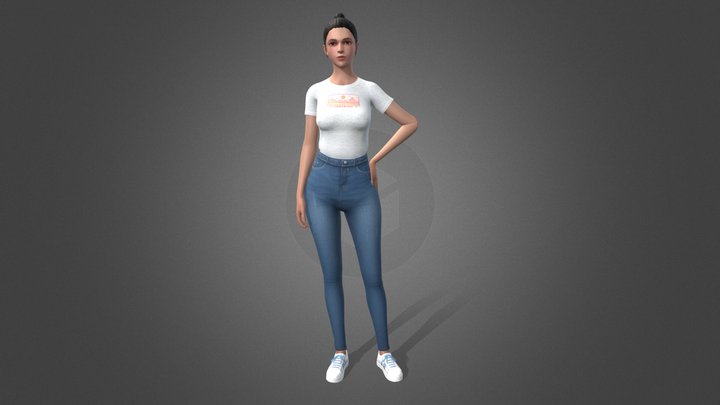 Female casual dress 3D Model