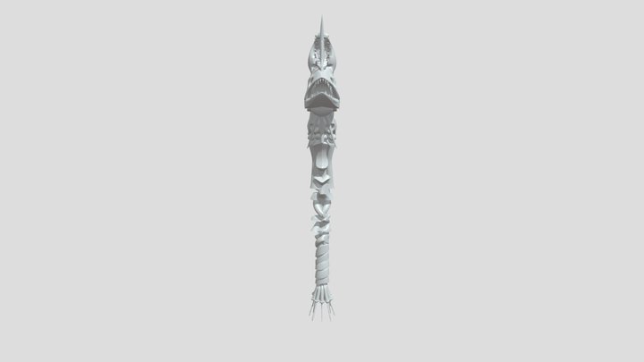 Skeletal fish battle axe 3D Model