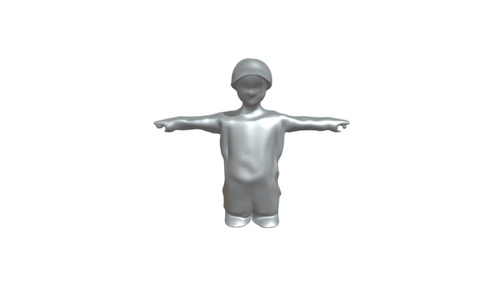 Happy child wearing a cap and a turkey touchdow 3D Model