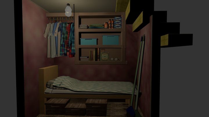 Harry's Room Under the stairs 3D Model