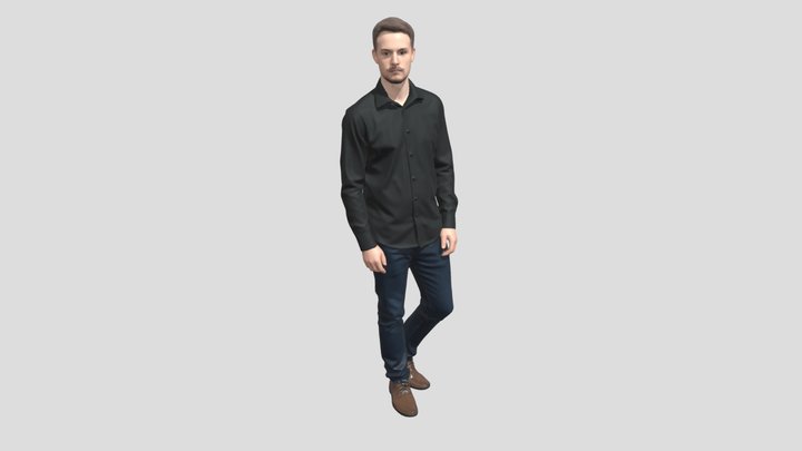 Man In A Black Shirt And Jeans – Modello 3D gratuito STL