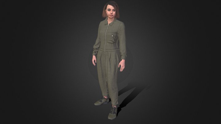 Woman in Overall Outfit 2 - Rigged 3D Model